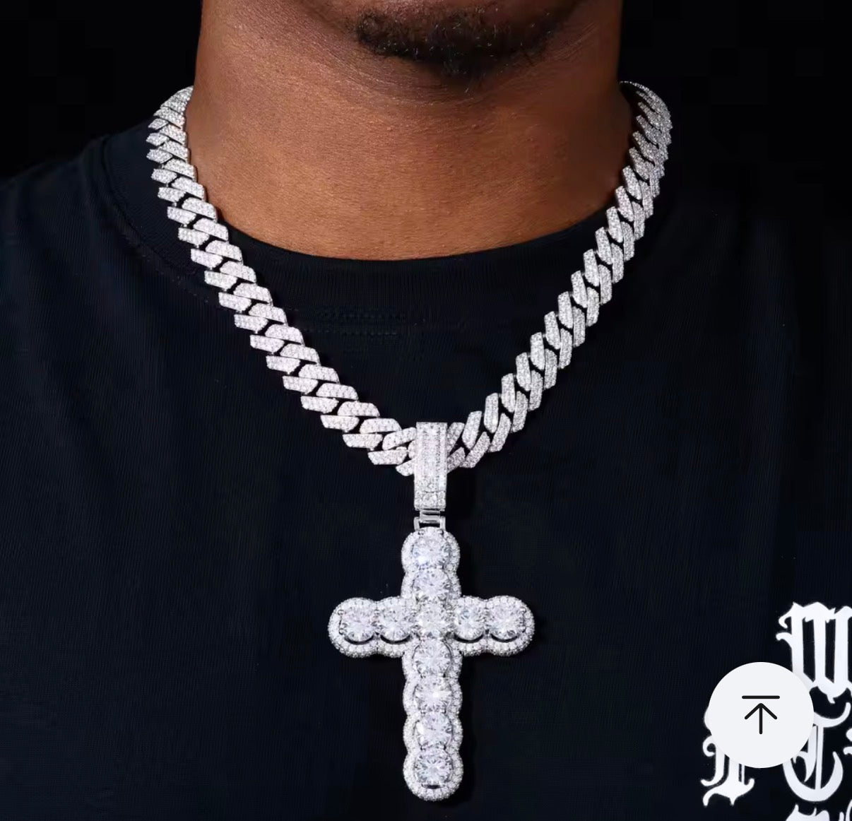 Moissanite Cross Necklace 925 Sterling Silver Pendant Jewelry Round Cut Diamond