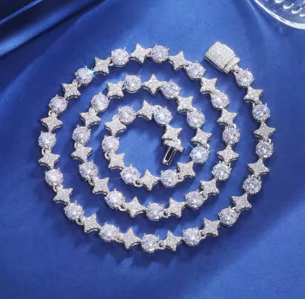 6mm Iced Out Moissanite Bracelet 925 Sterling Silver