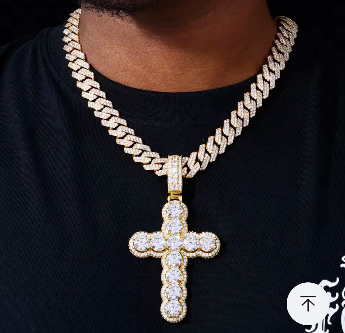 Moissanite Cross Necklace 925 Sterling Silver Pendant Jewelry Round Cut Diamond
