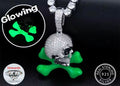 S925 D VVS Moissanite  Skull Necklace Pendant Glows in Dark.