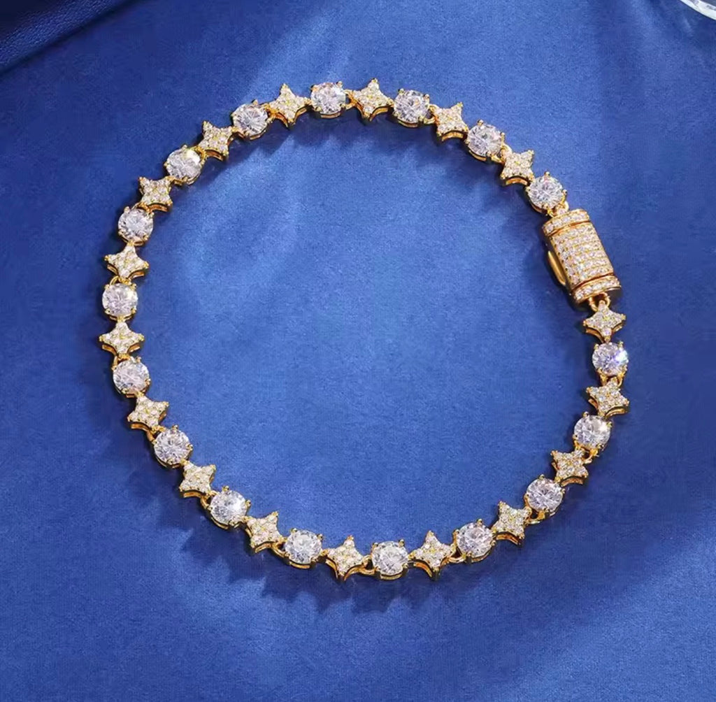 6mm Iced Out Moissanite Bracelet 925 Sterling Silver