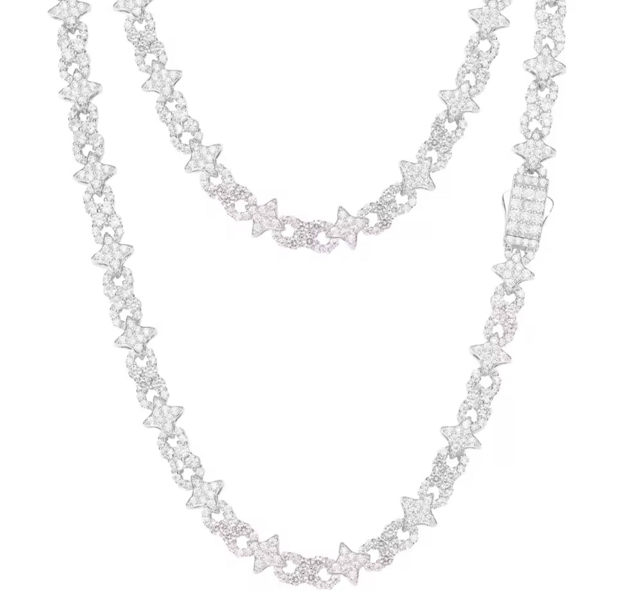 mm S925 Silver Infinity Stars D VVS1 Round Moissanite Tennis Chain Necklace